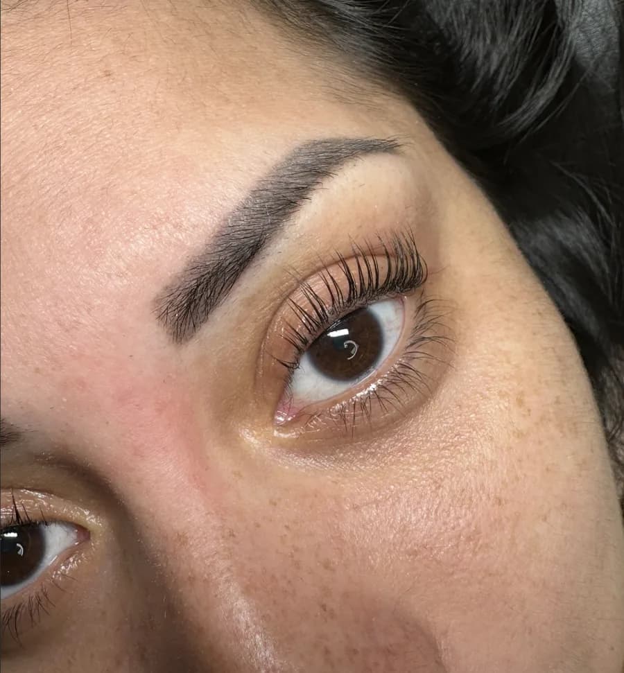 Close-up of a lash lift and tint